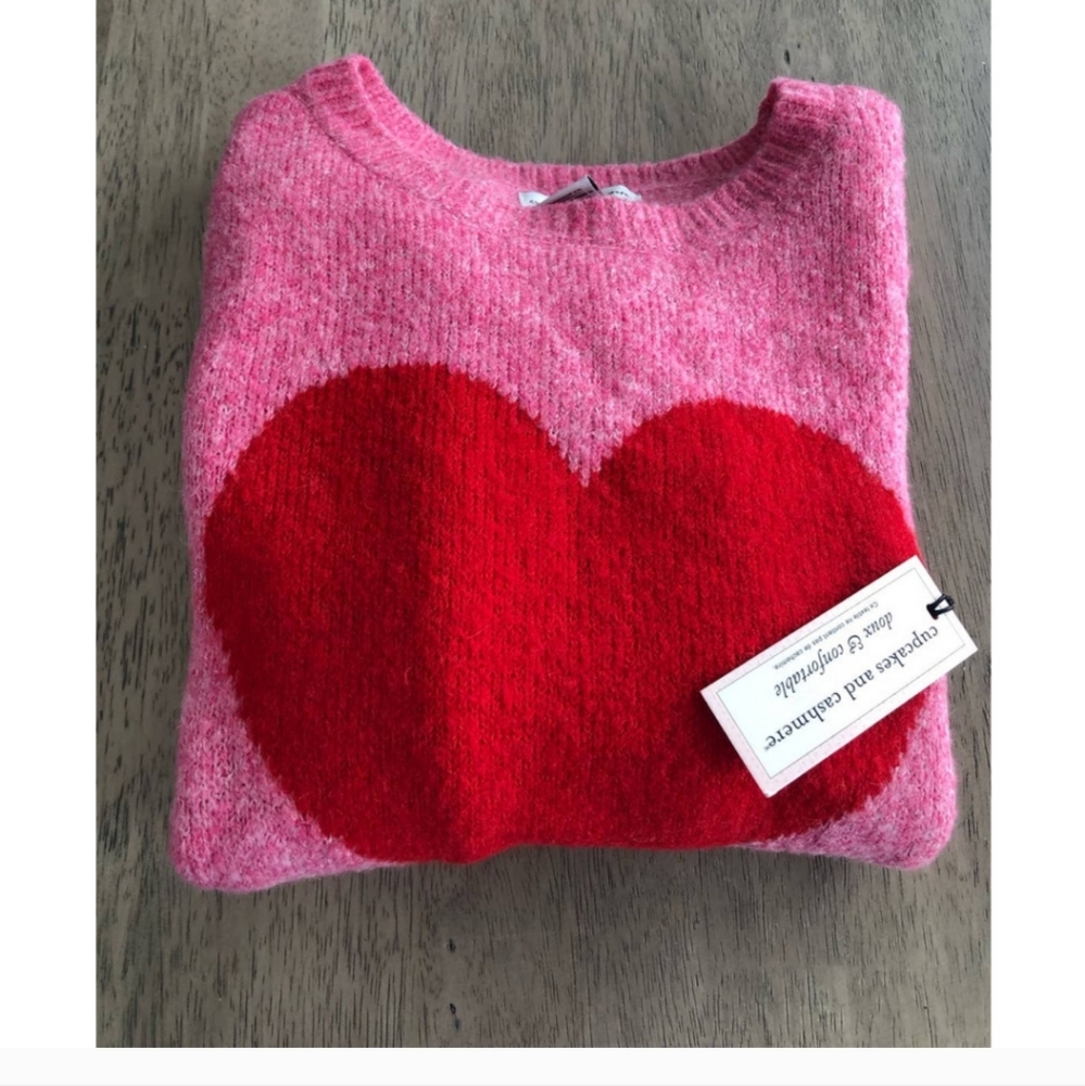 Cupcakes & Cashmere Pink Heart Sweater - XS